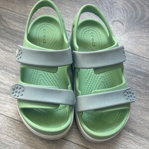 CROCS Kids Mint Green and Light Gray Sandals